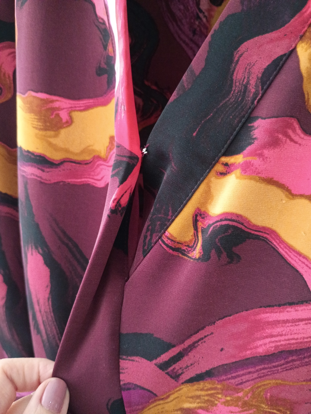 Nine West Maroon, Pink & Mustard Abstract Print Button-Down Shirt